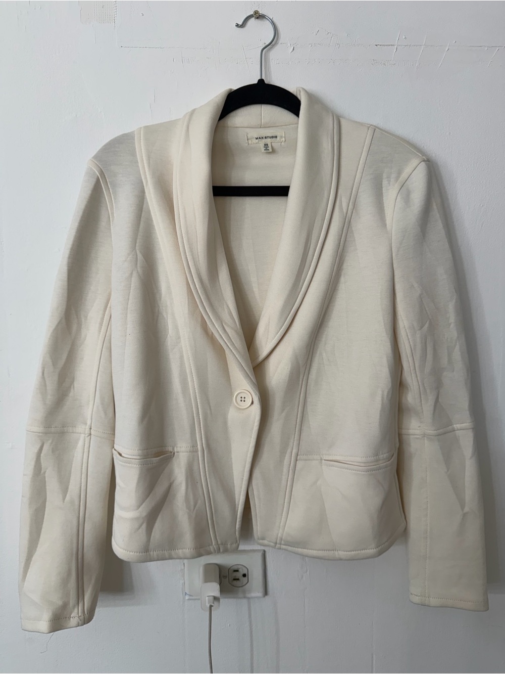 Max Studio Cream Shawl-Collar Single-Button Jacket